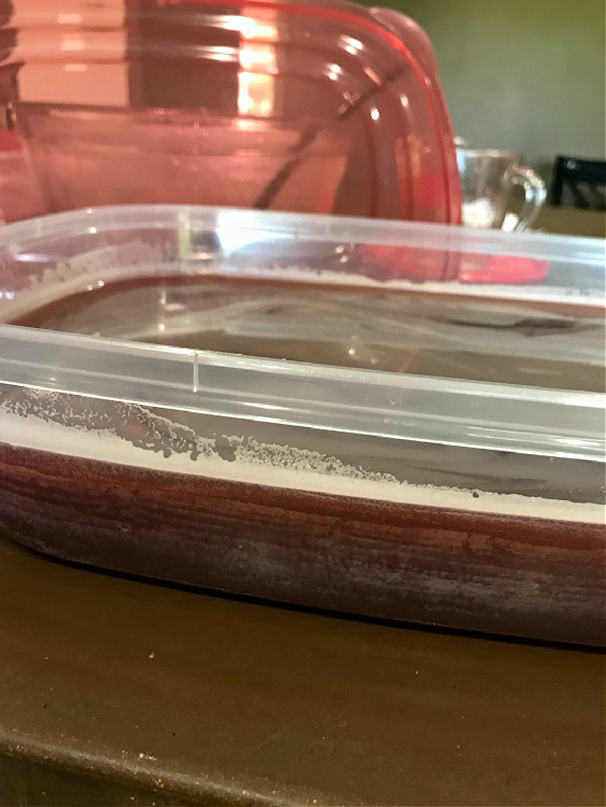 slush in a container unfrozen. 
