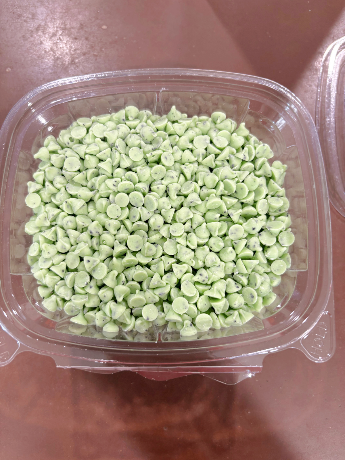 mint chips in a container.