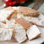 butterscotch candy with white plate.