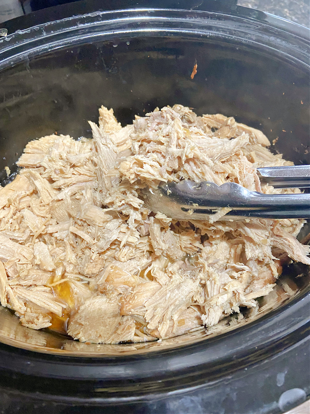 pulled pork in a crock pot.