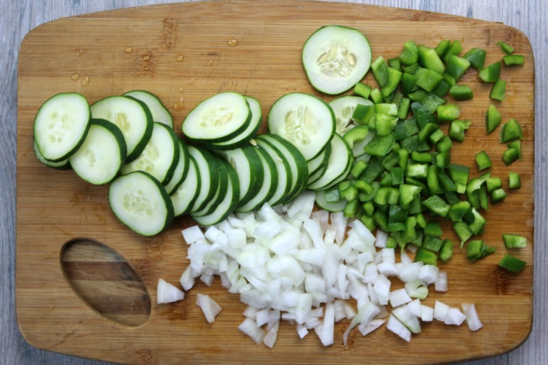 Chopped vegetables on a cutting board