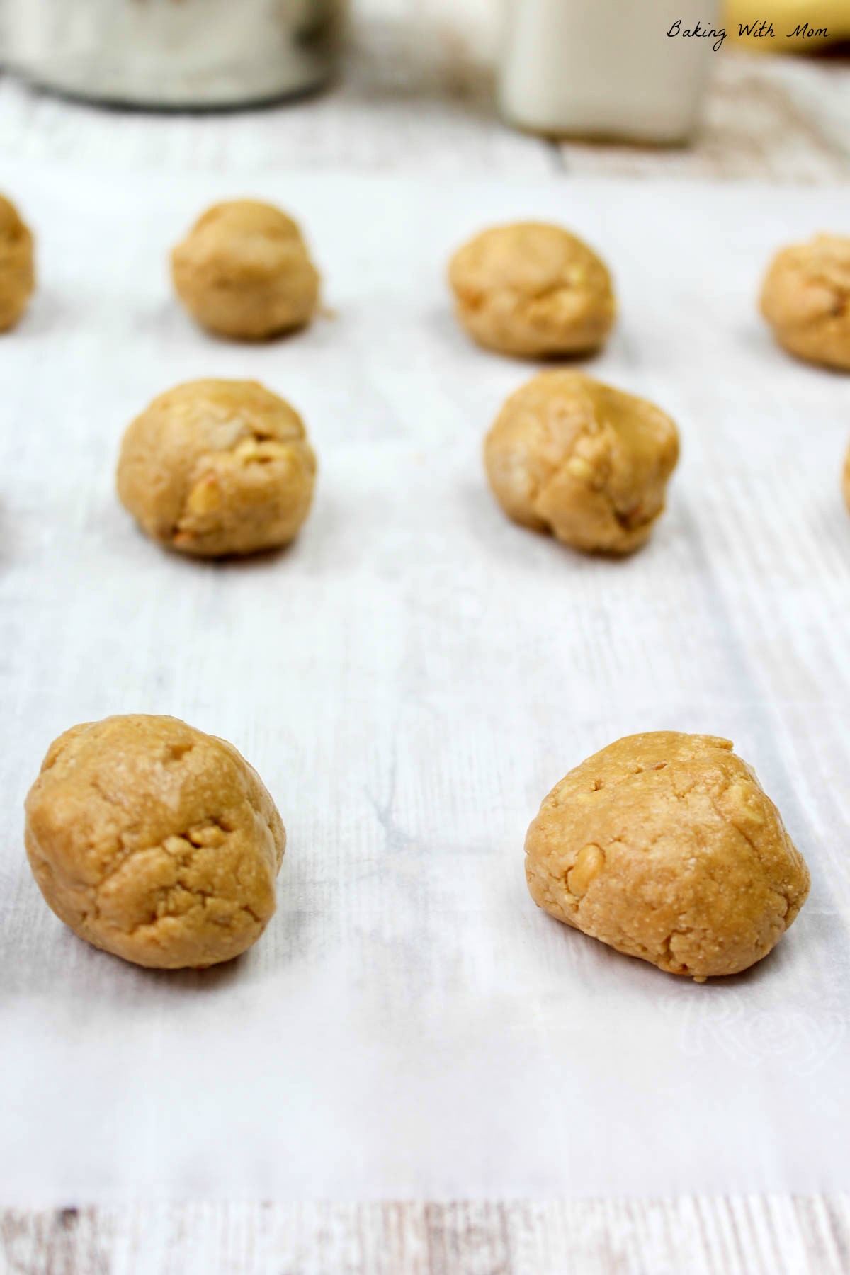 Peanut Butter Candy Balls on waxed paper. 