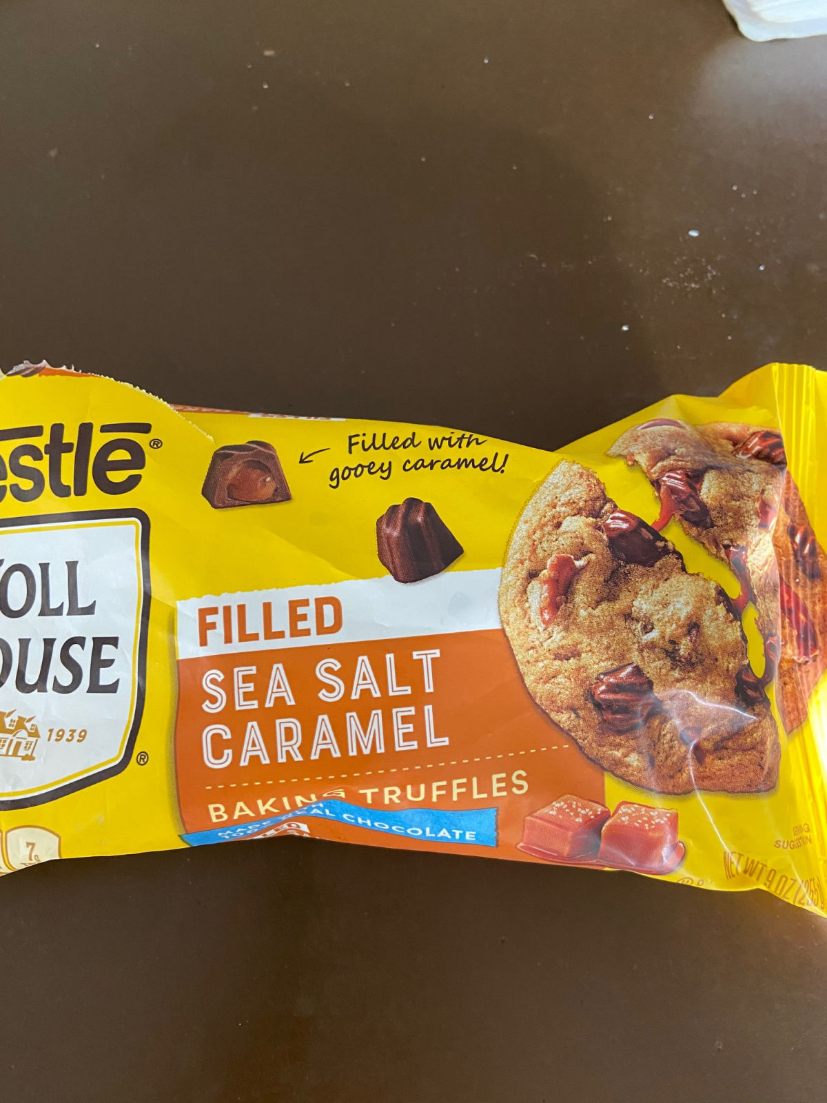 Bag of Nestle Filled Sea Salt Caramel pieces.