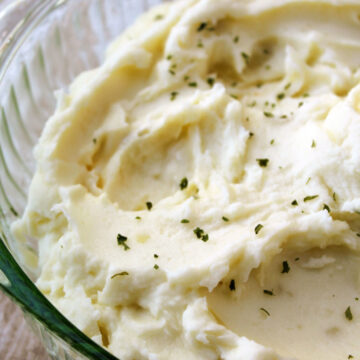 potatoes in a clear dish, mashed