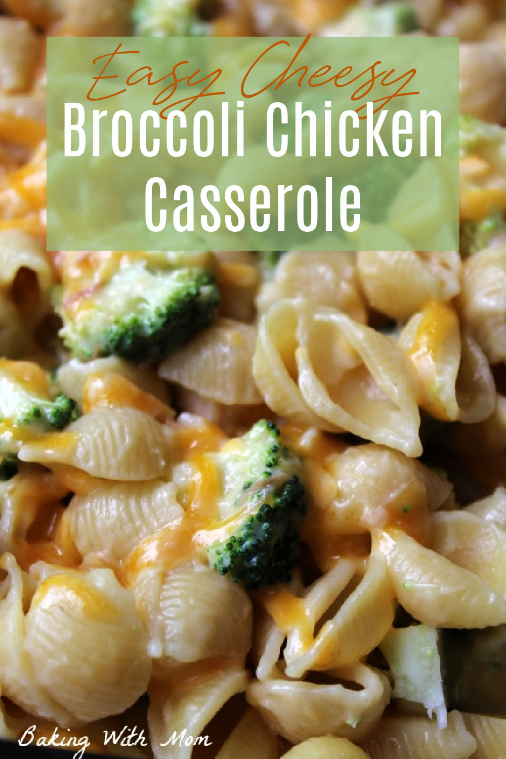 Close up of chicken casserole with broccoli. 