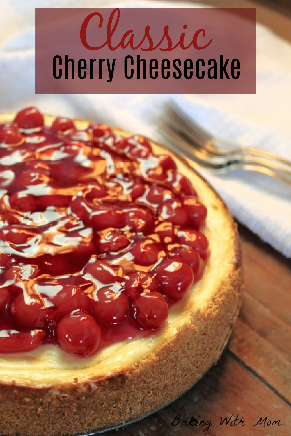 A baked cherry cheesecake