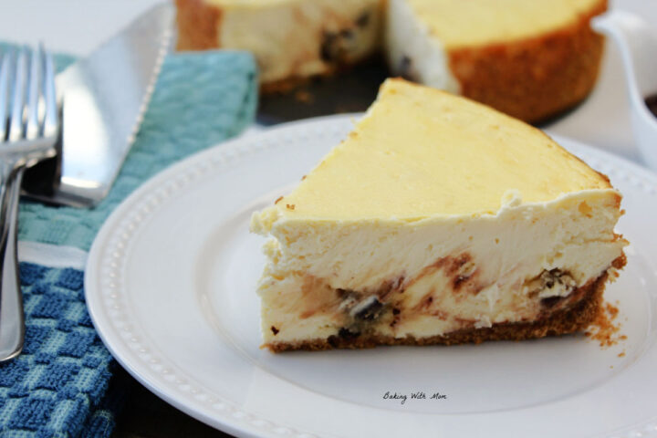 slice of cookie dough cheesecake.