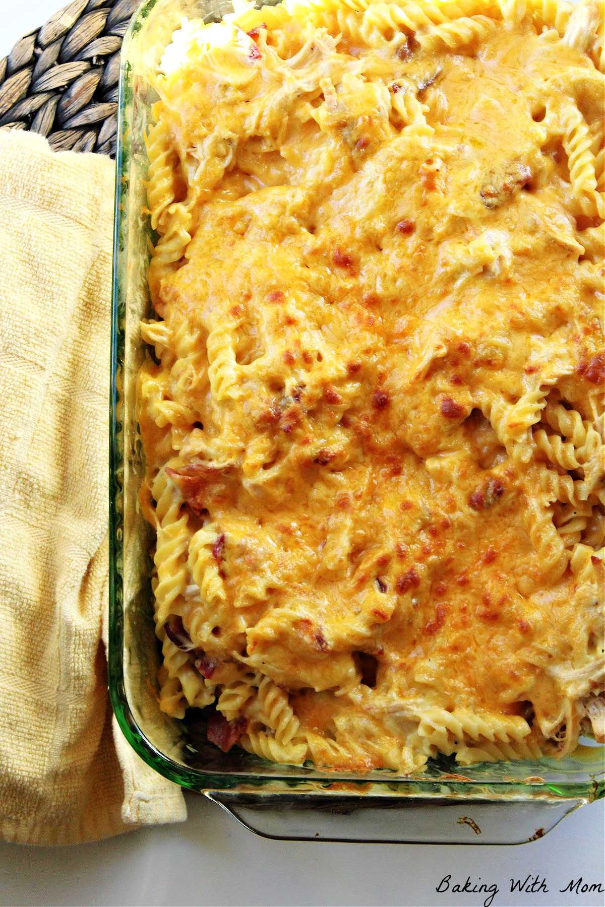 casserole dish of chicken noodle casserole. 