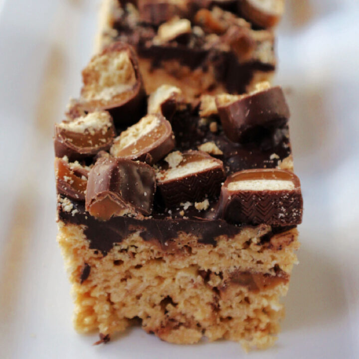 Twix Rice Krispie Treats - Baking With Mom