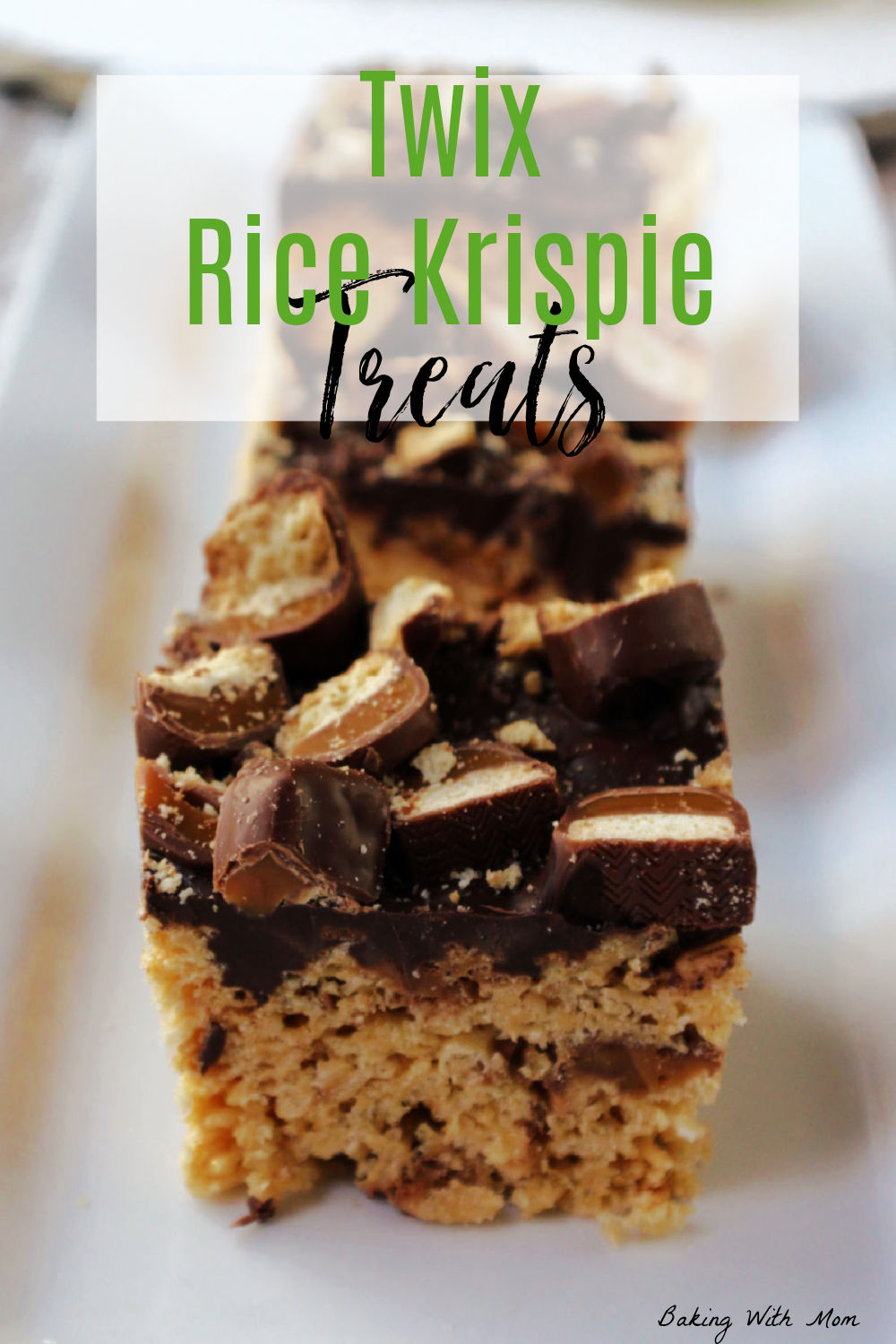 Twix rice krispie bars with peanut butter and chocolate 