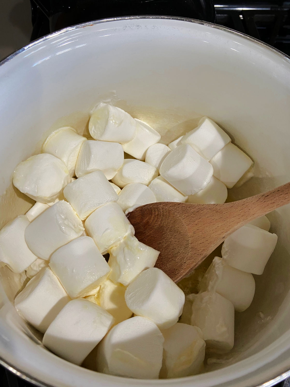 Melting butter and marshmallows together