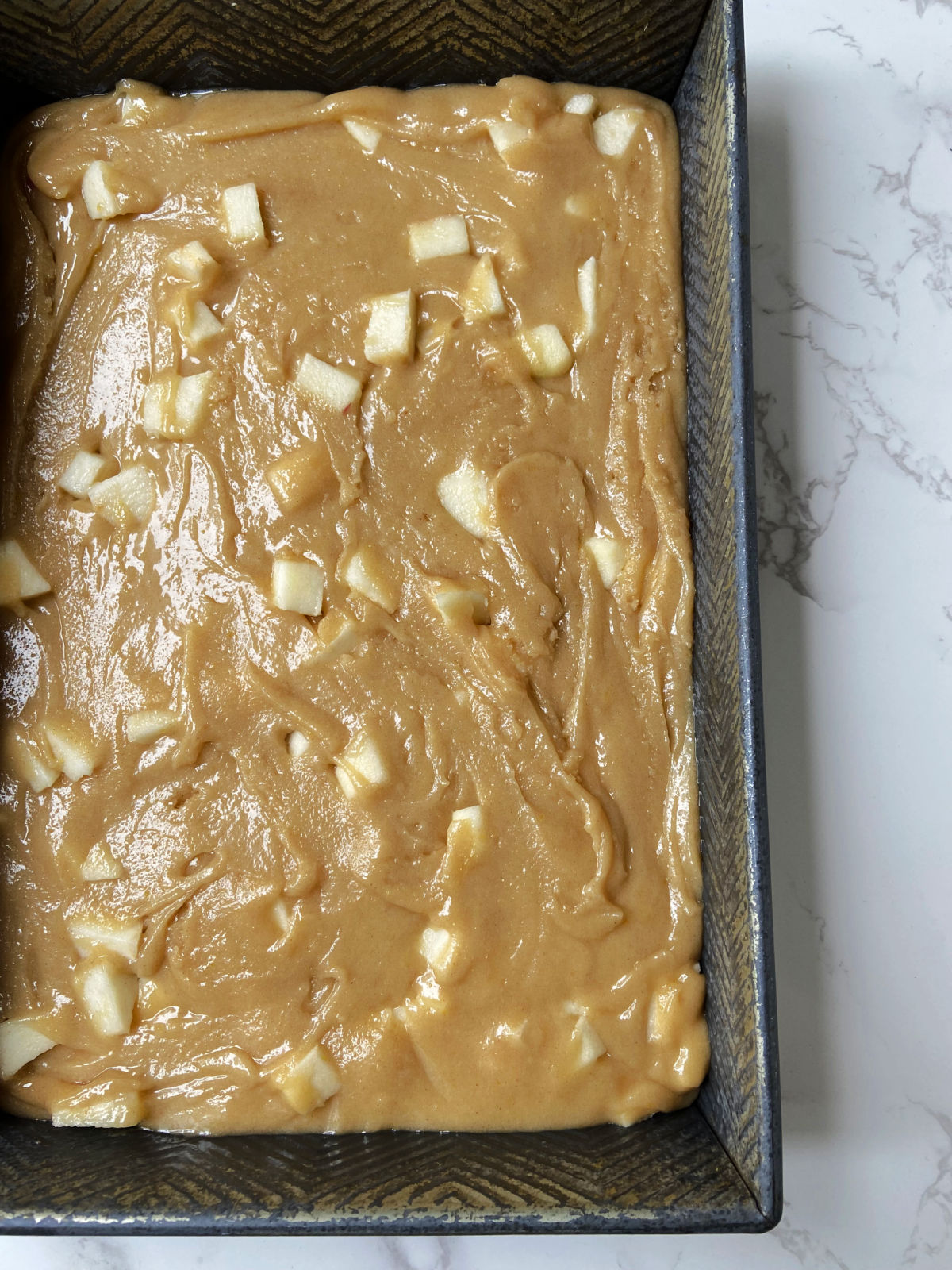 apple cake in a pan. 