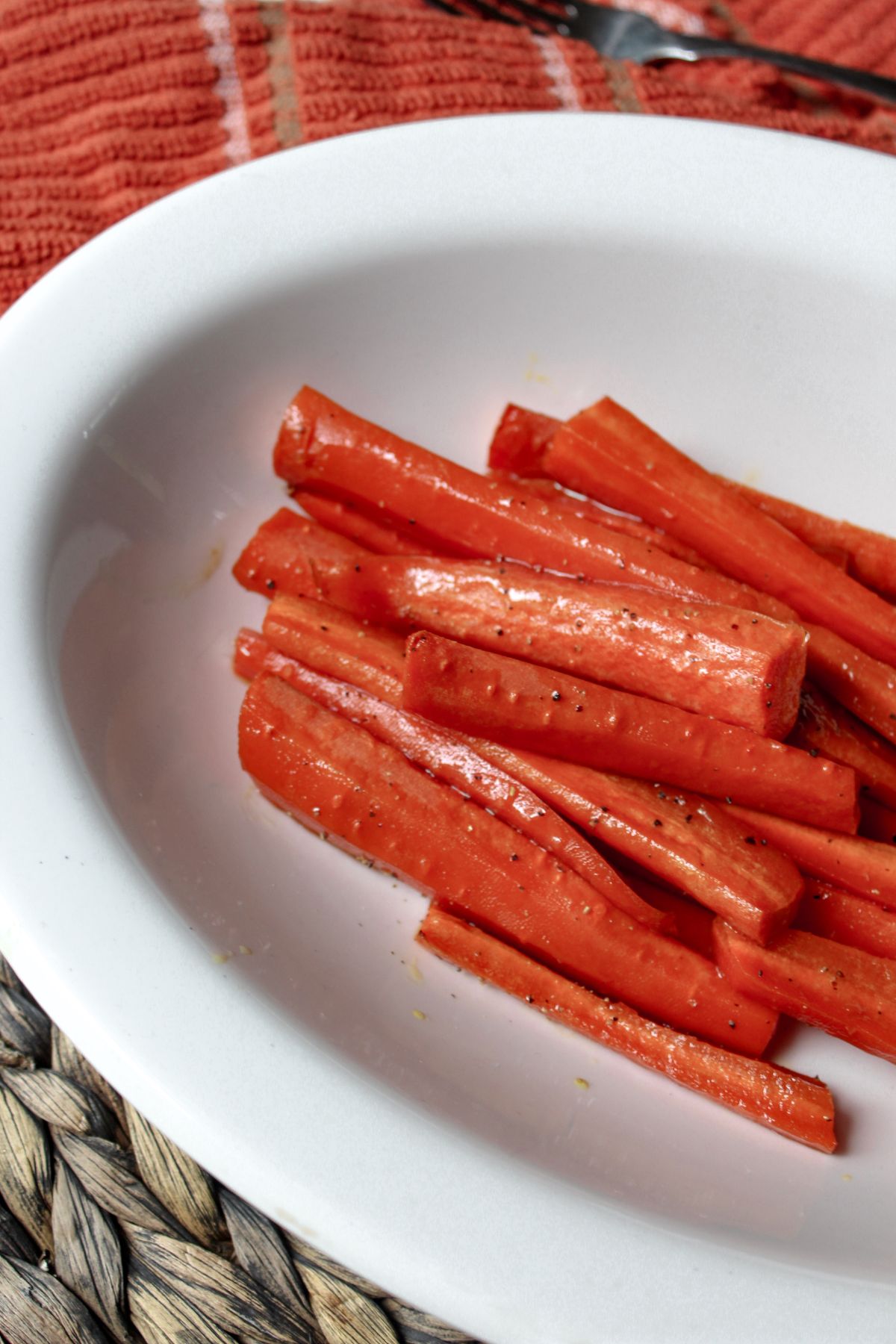 roasted brown sugar glazed carrots in a bowl.