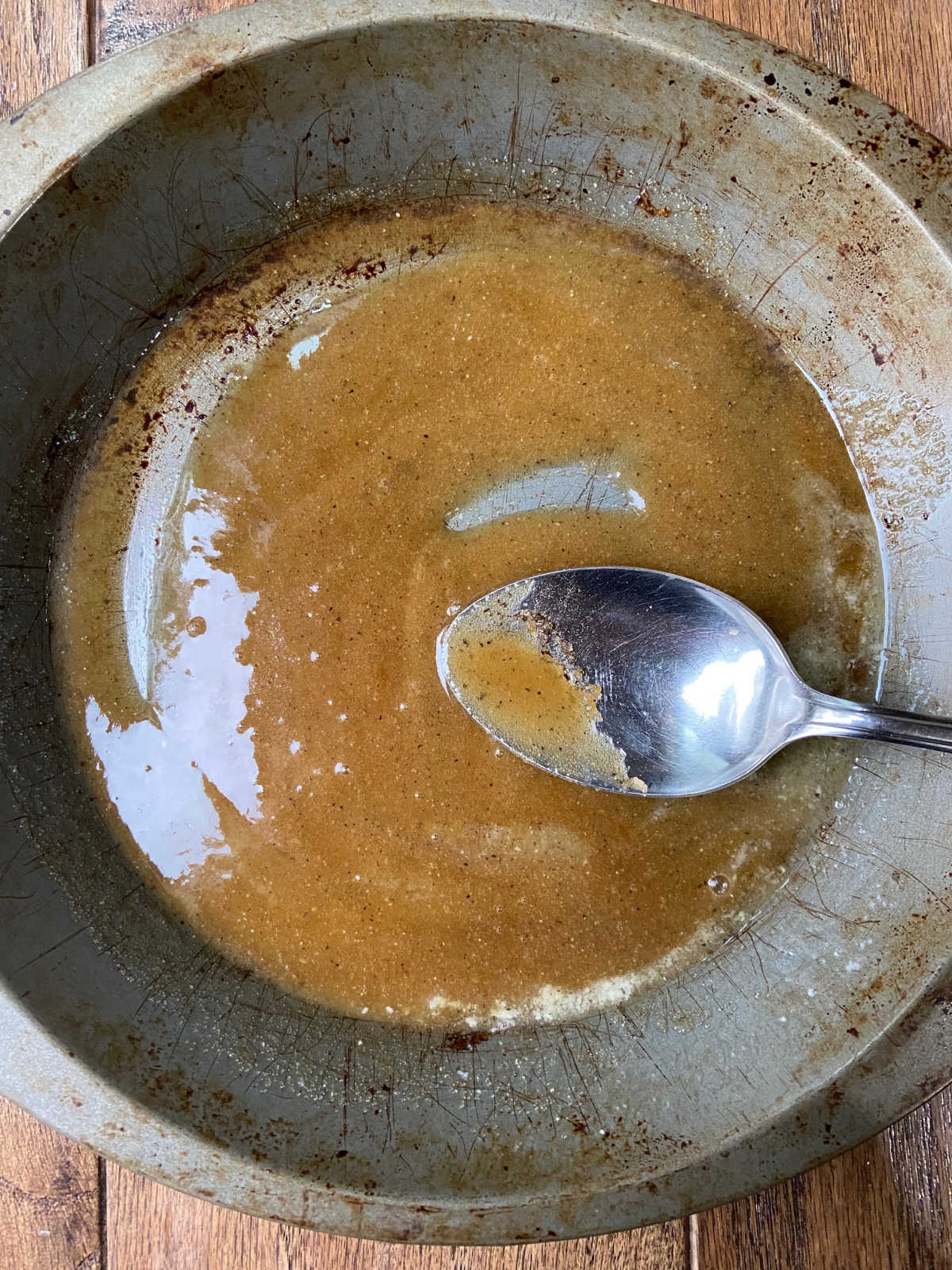 pan with brown sugar glaze inside