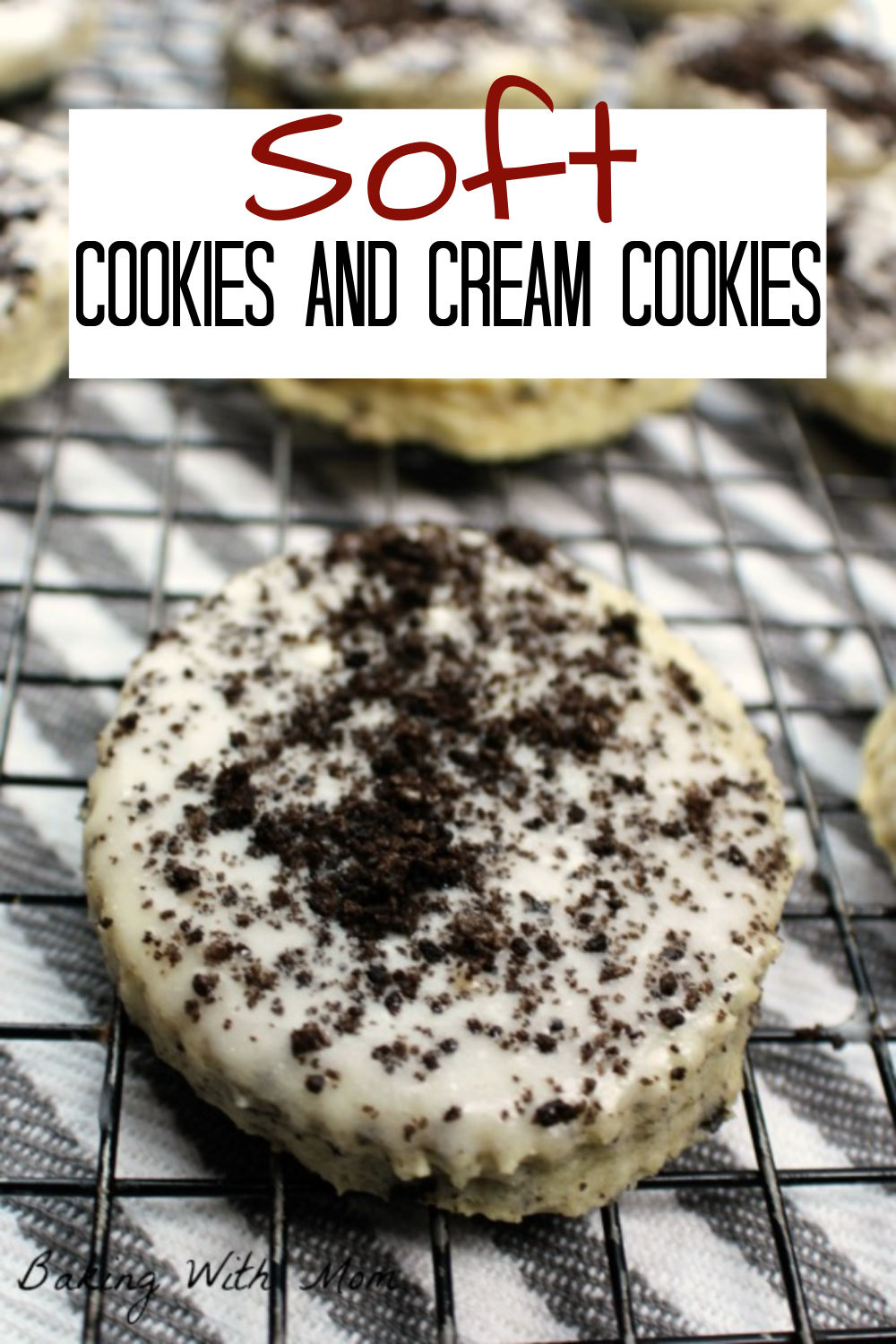 Cookies on a cooling rack. 