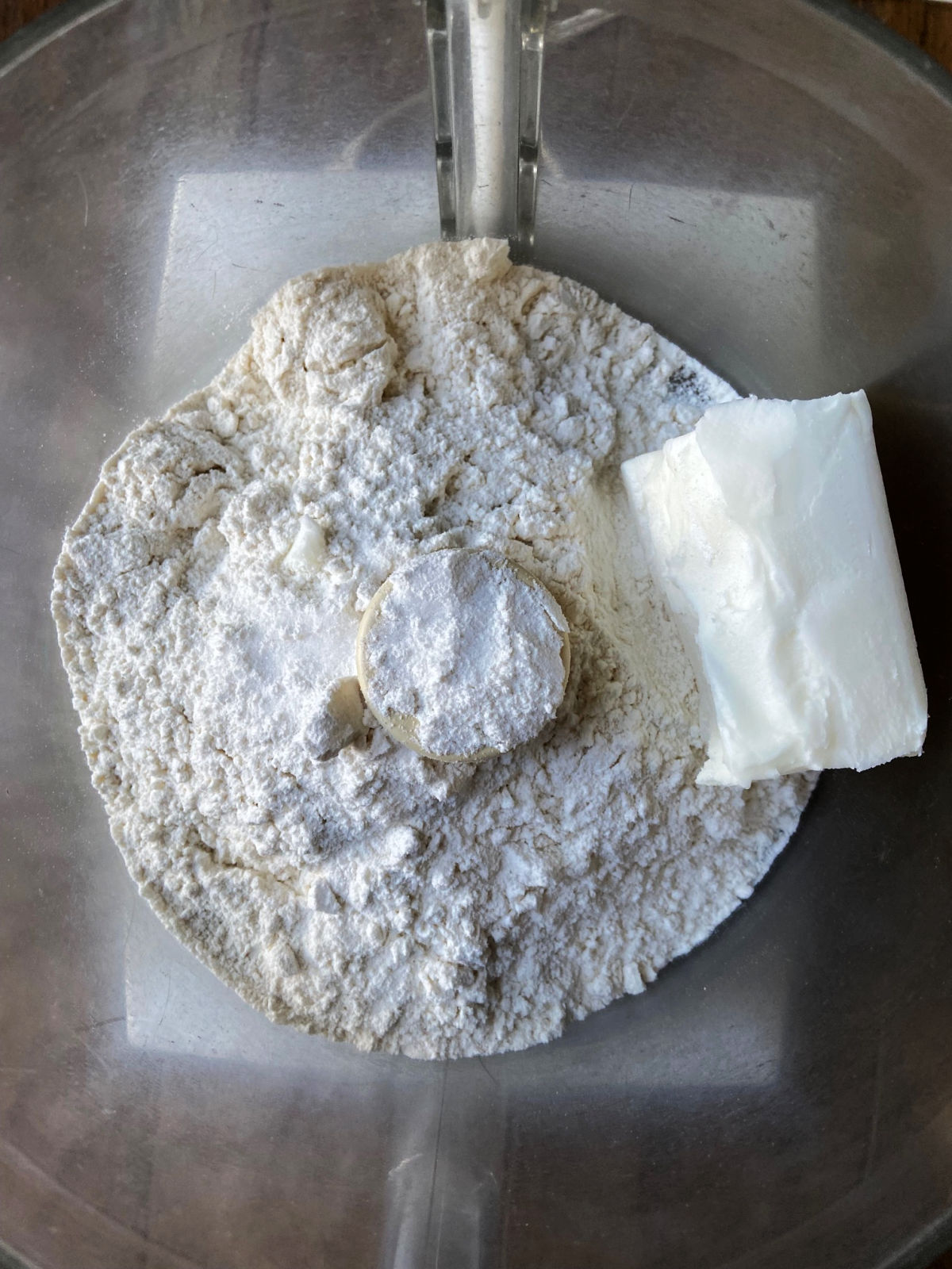 flour, salt and shortening in a food processor