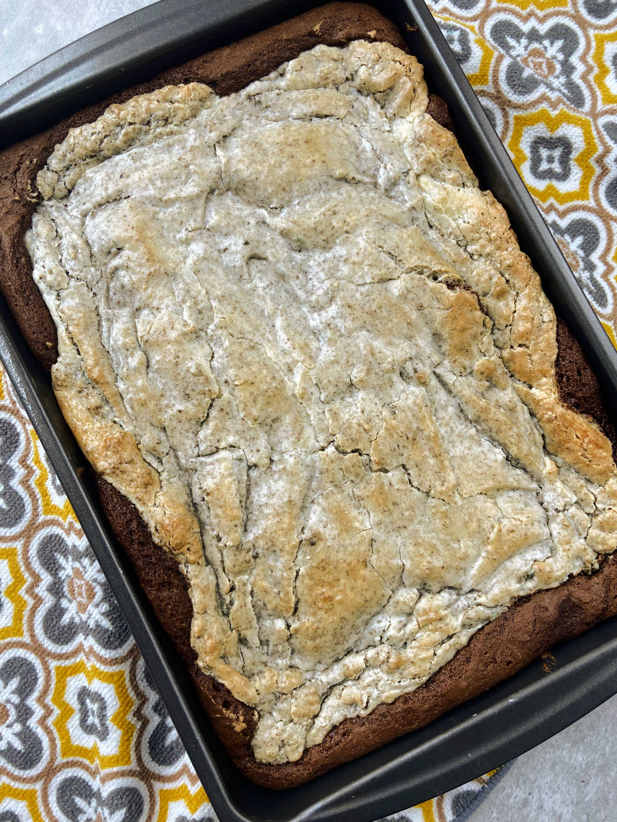 Cookies and Cream cake in a 9x13 pan. 