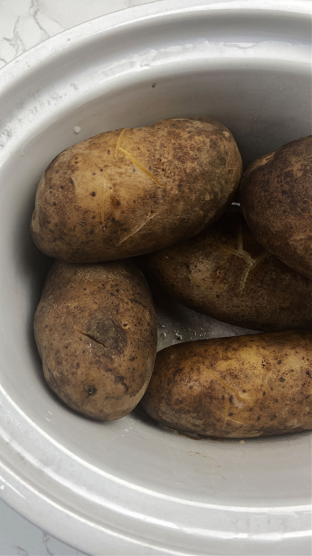 potatoes in a crock pot, cooked. 