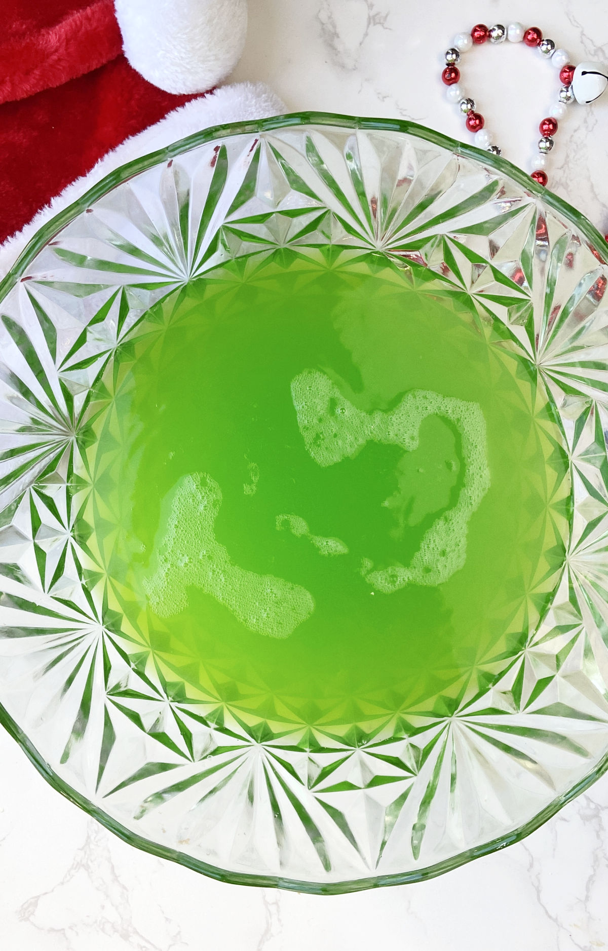 green punch in a punch bowl.