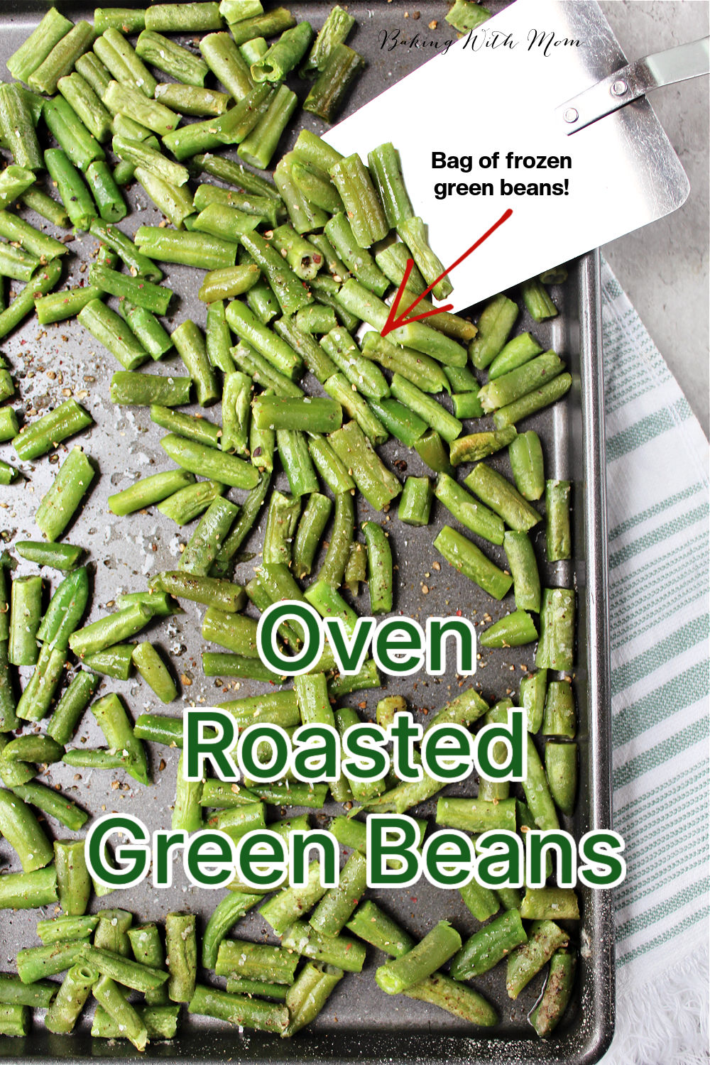 green beans on a baking sheet. 