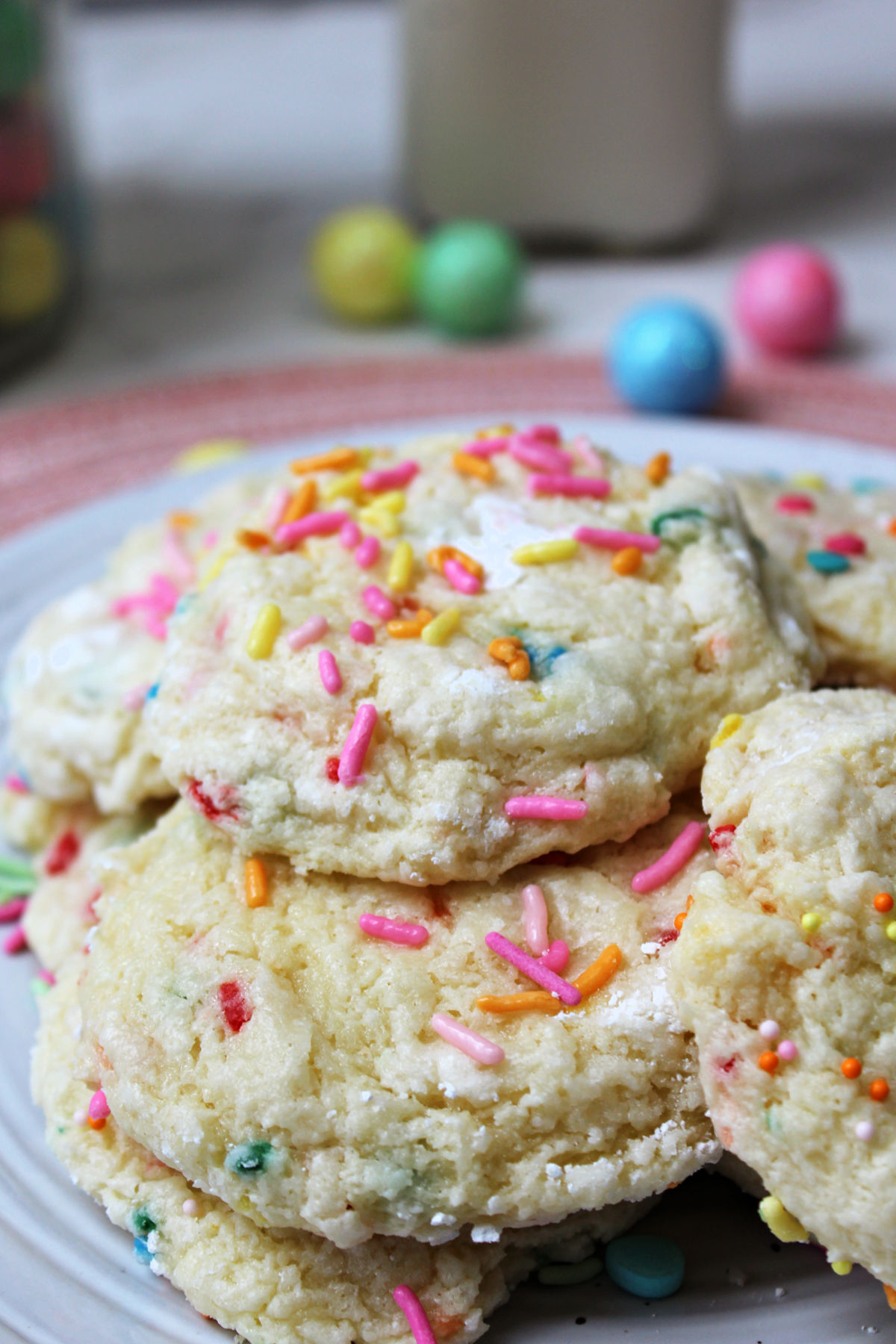 Gooey Easter Cookies on a white plate. 
