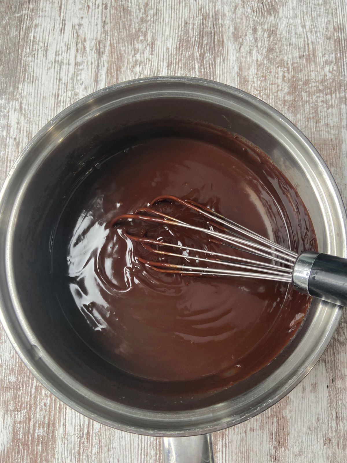 melted chocolate in a saucepan. 
