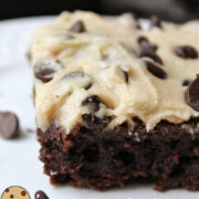 cookie dough brownie on a white plate.