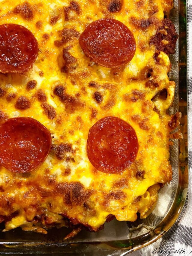 Easy Pizza Casserole Story Baking With Mom