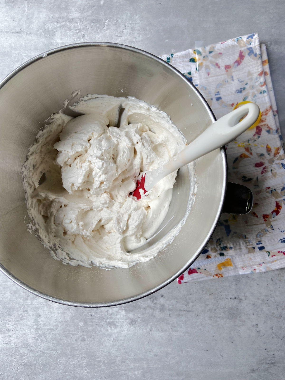 Whipped cream in a bowl. 