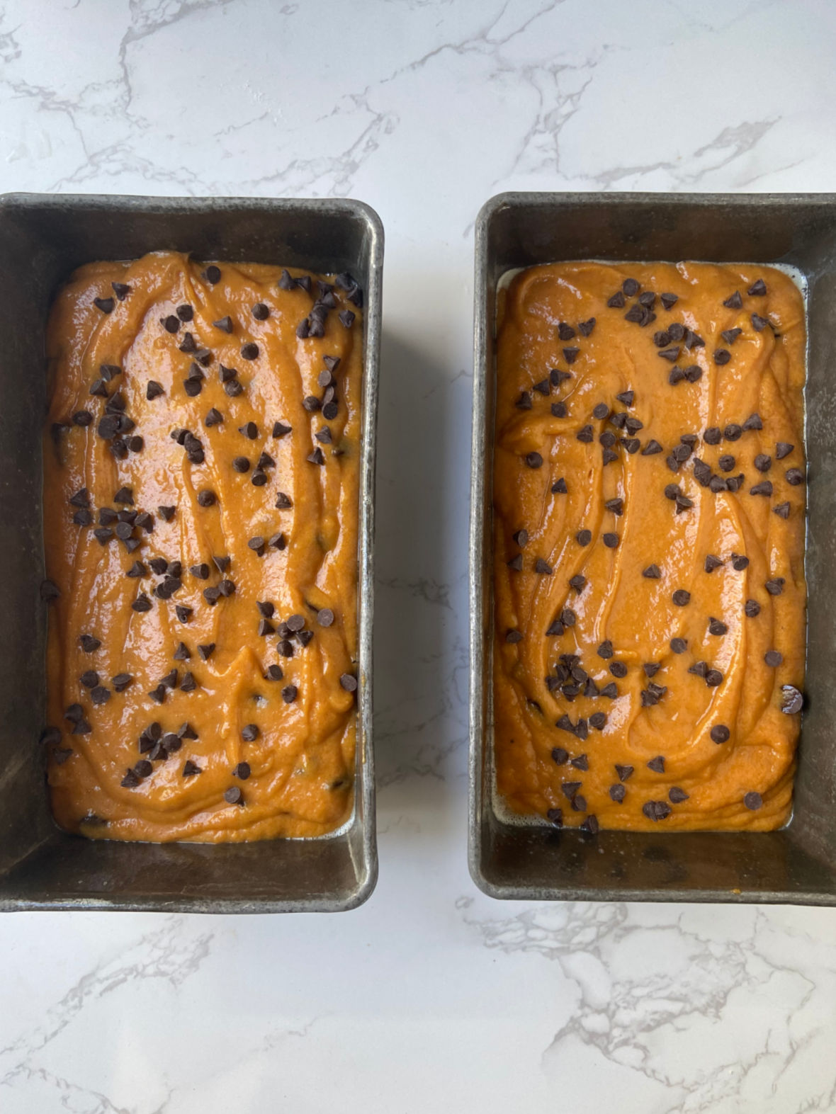 pumpkin bread in loaf pans. 