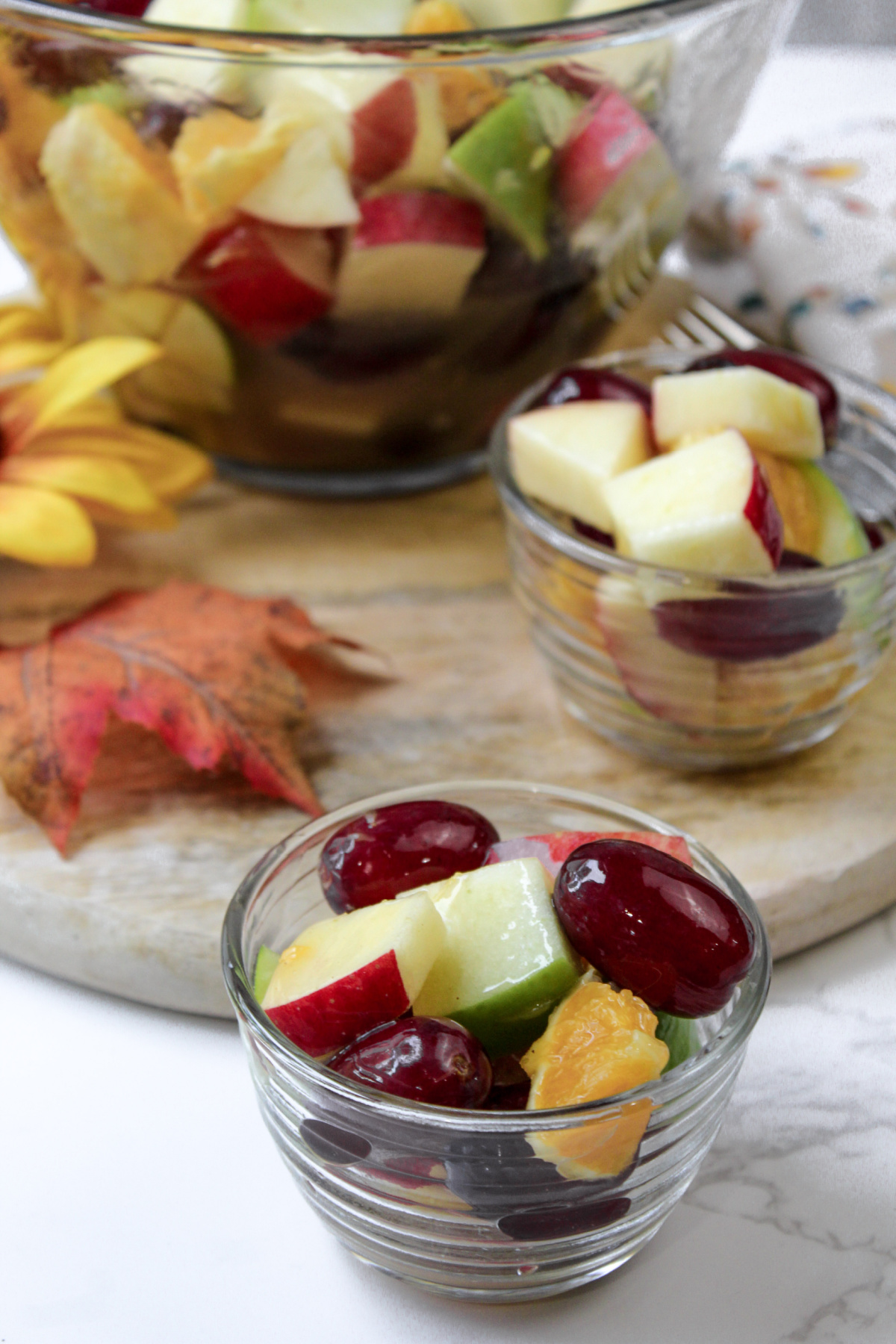 fruit salad in small bowl. 