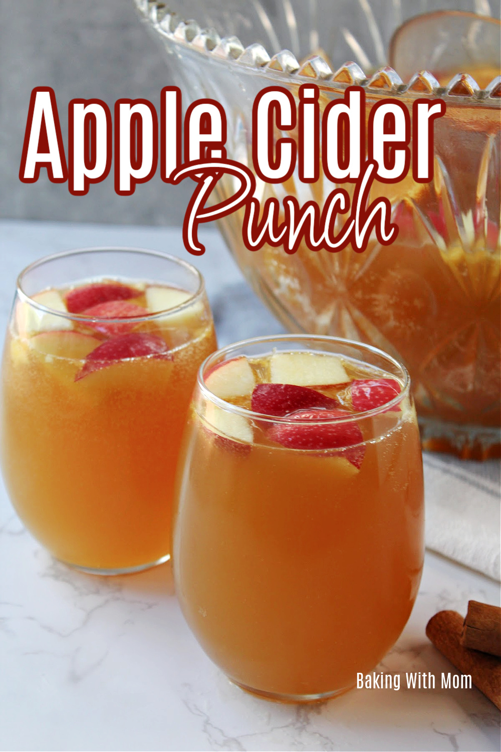 apple cider punch with two glasses. 