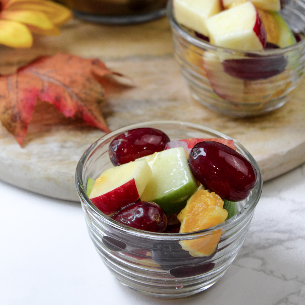 fall fruit salad with grapes and apples.