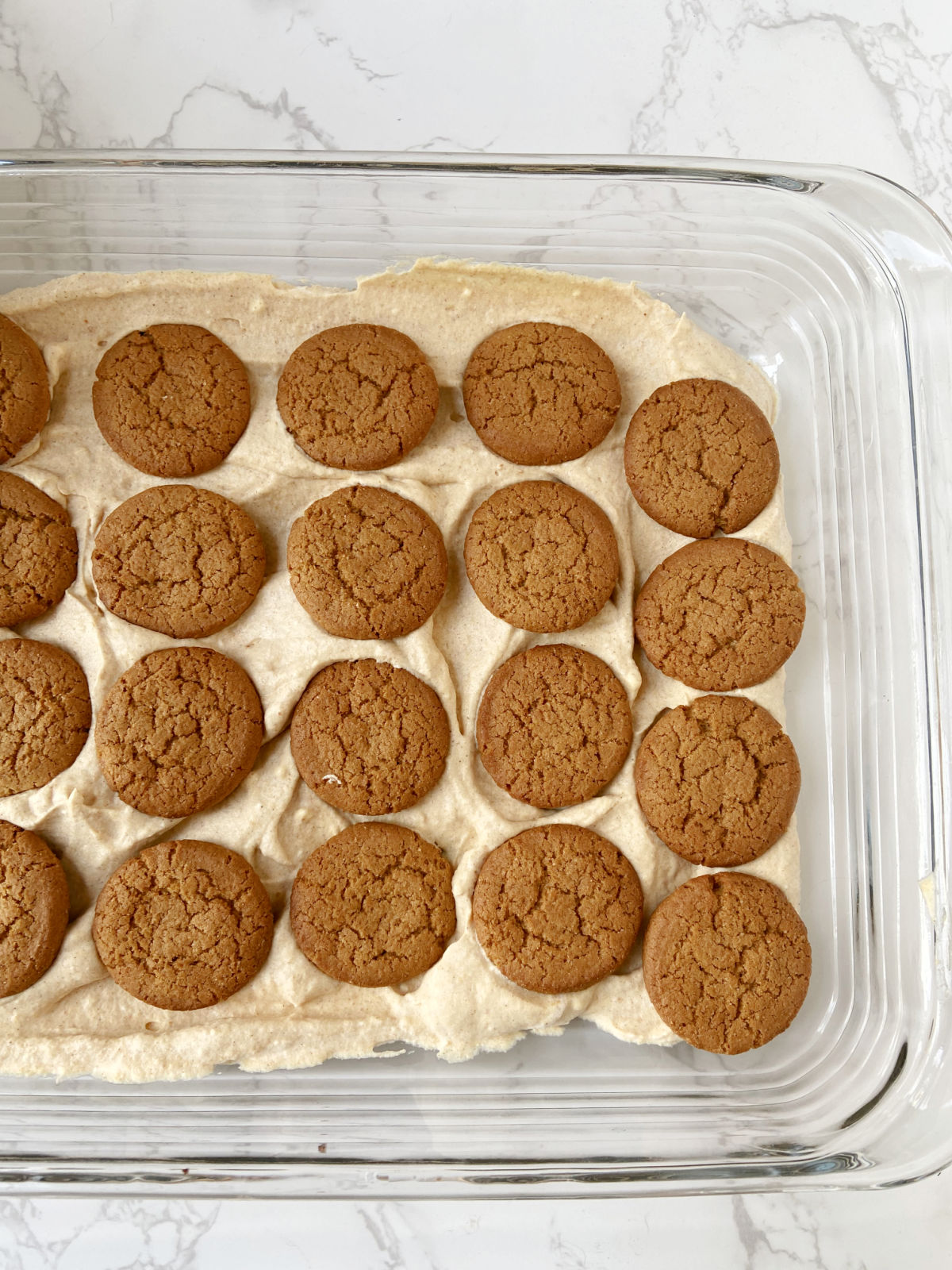 gingersnaps on a pumpkin icebox cake. 