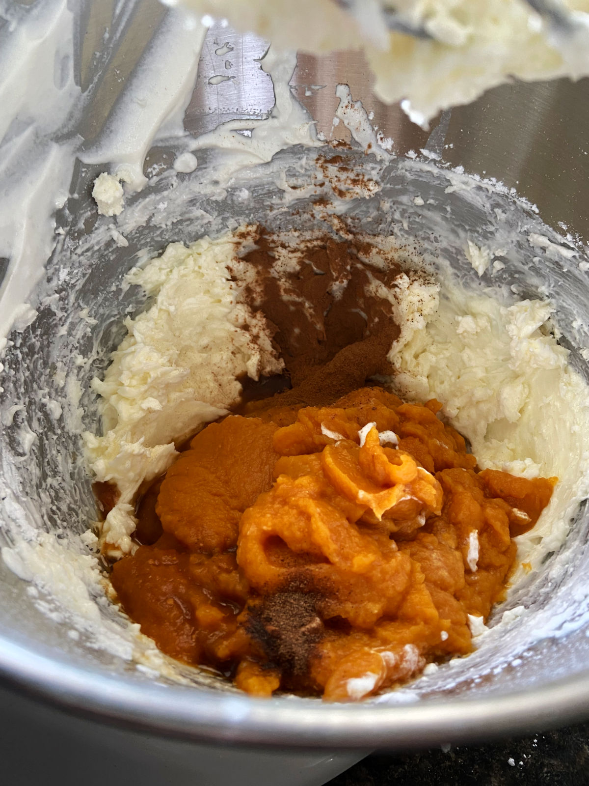 pumpkin in a bowl with cinnamon. 