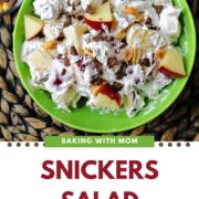 snickers salad with apples and whipped cream.