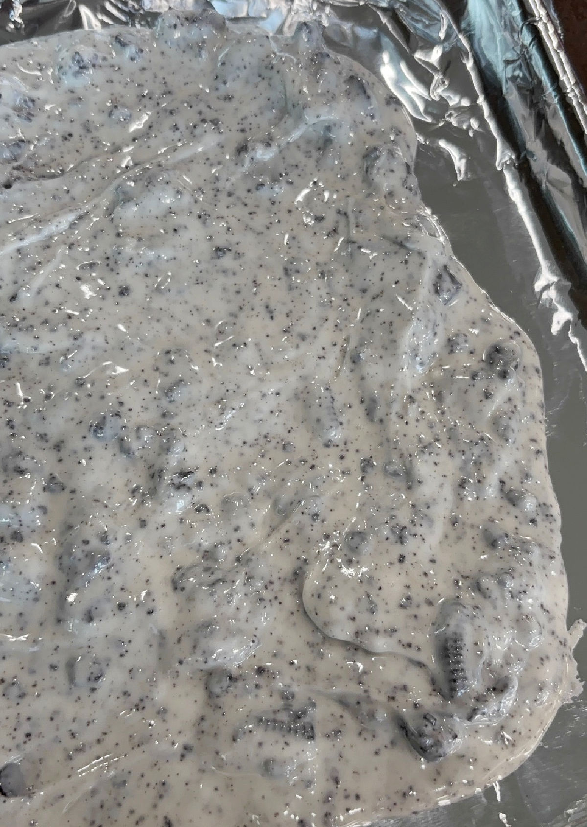 cookies and cream candy on foil. 