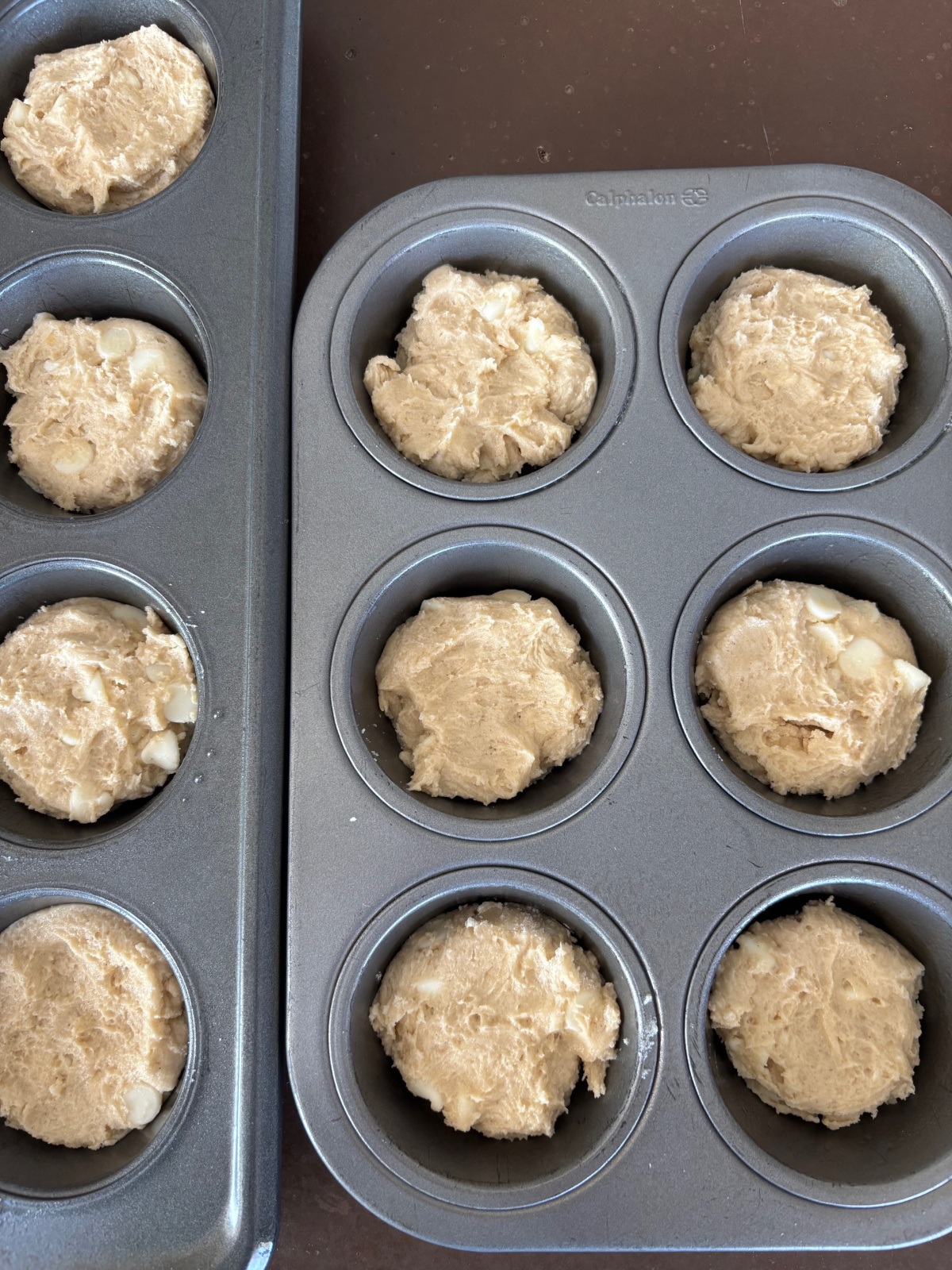 cookie cups in muffin tins.