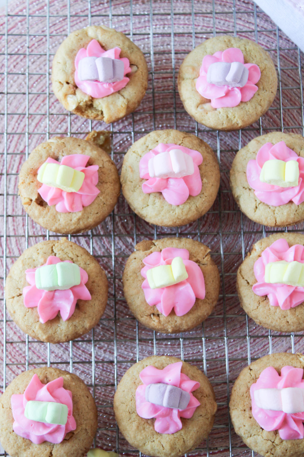 cookie cups on a cooling rack. 