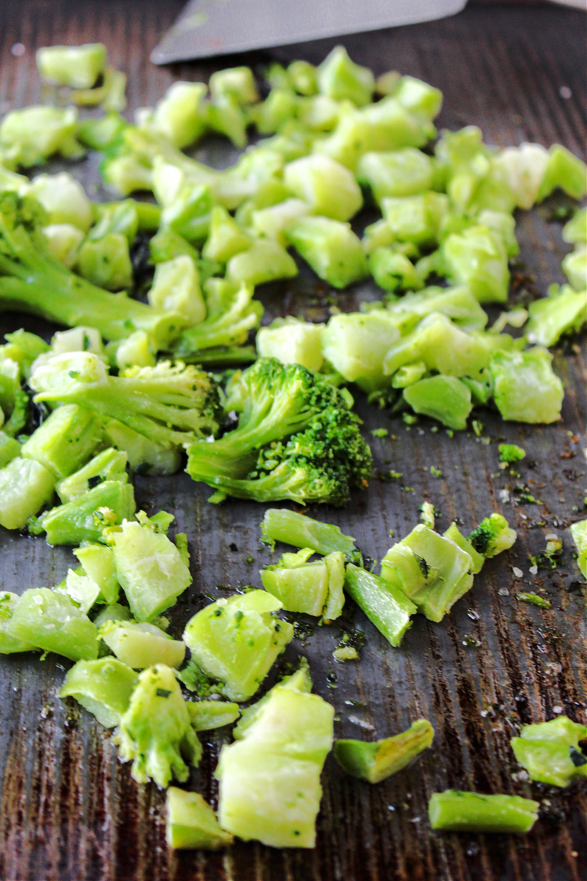 broccoli on a baking pan.