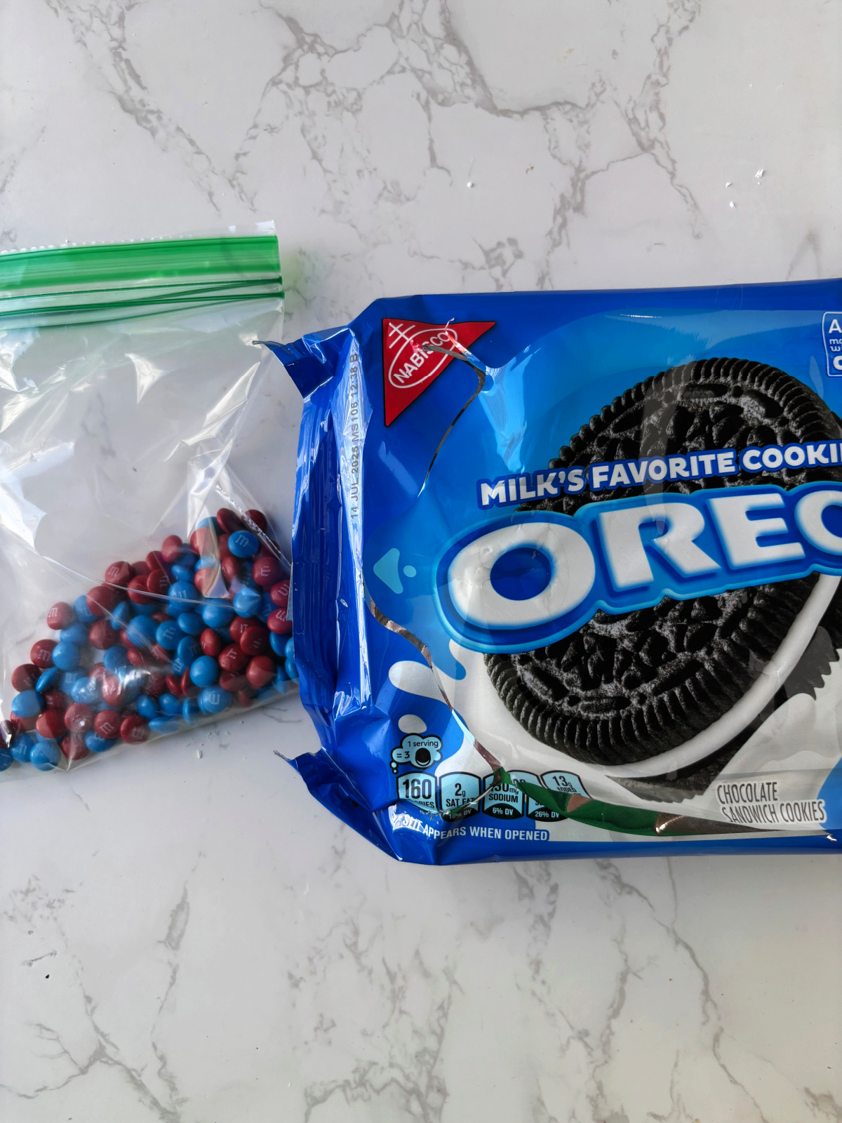 m&m and oreos