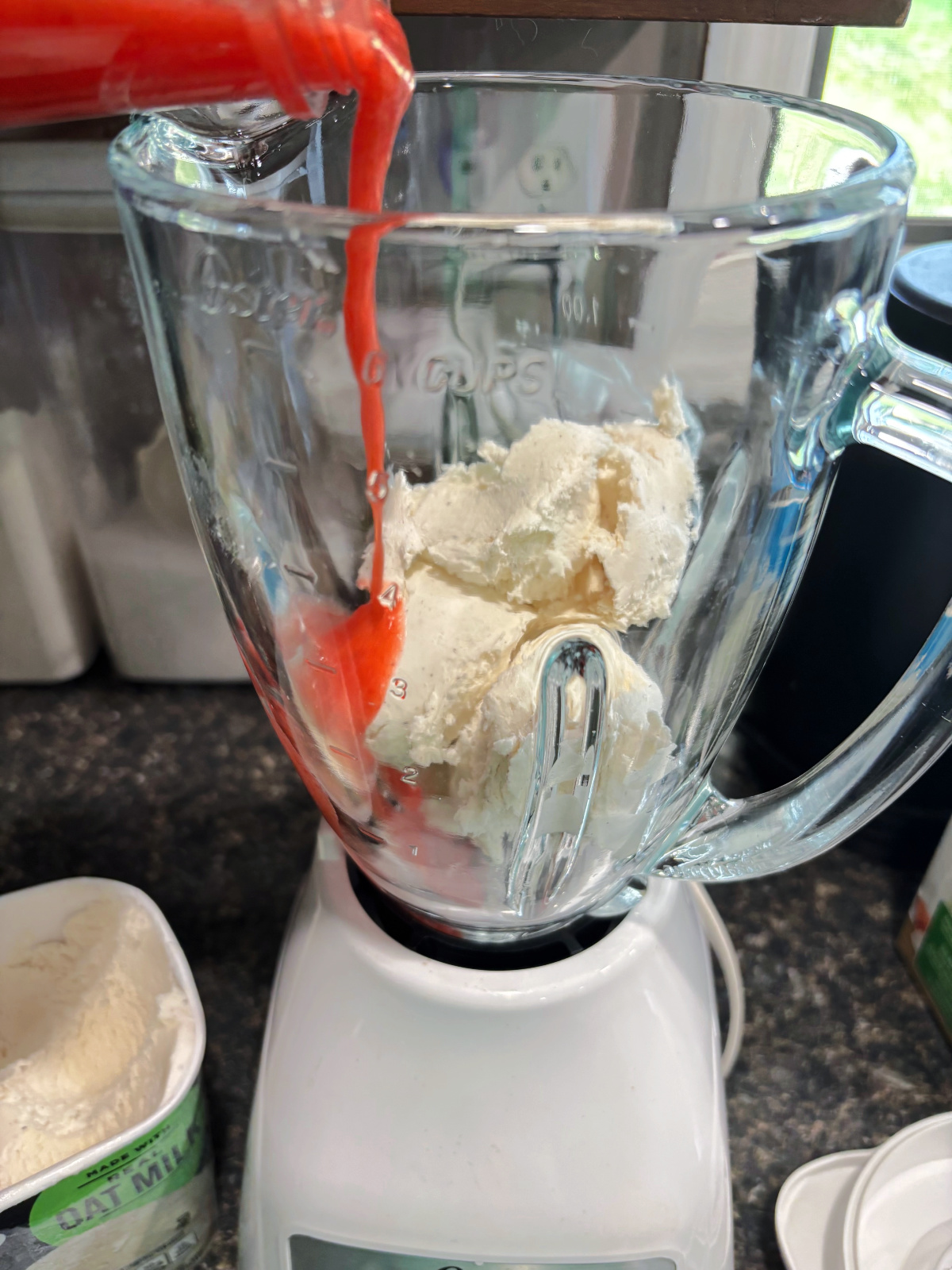 ice cream in a blender.
