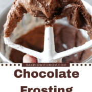 chocolate frosting with a hand holding a paddle.