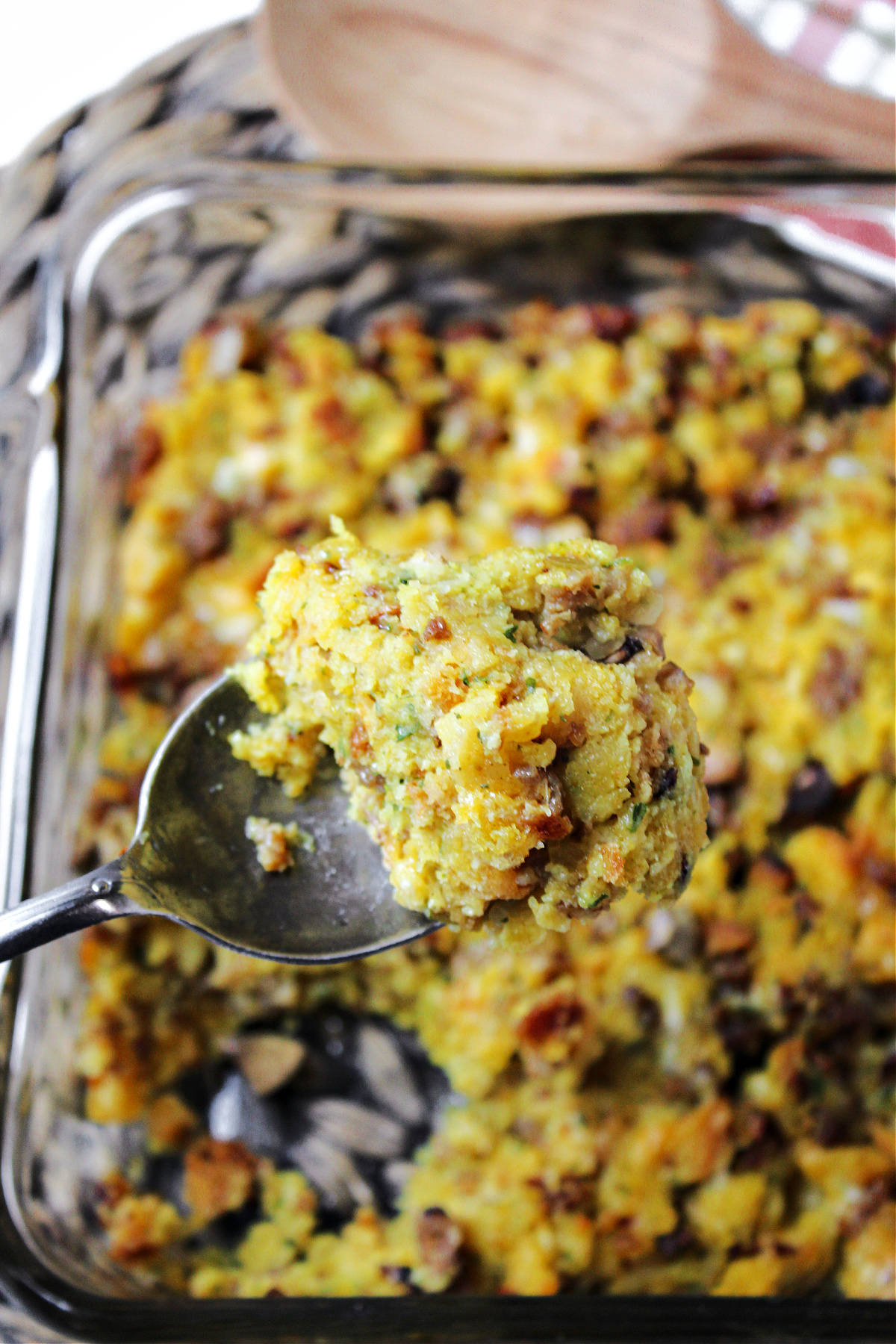 stuffing on a spoon.