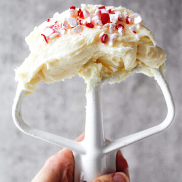 frosting with peppermints.