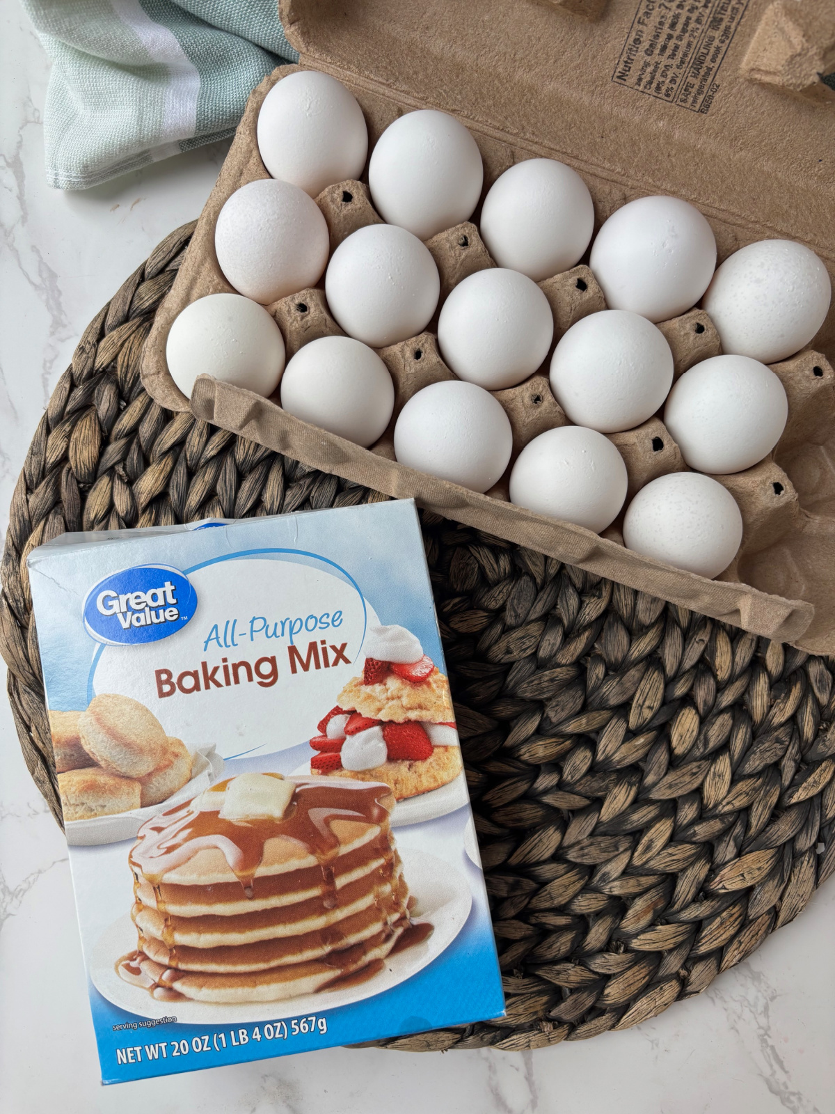 eggs and baking mix.