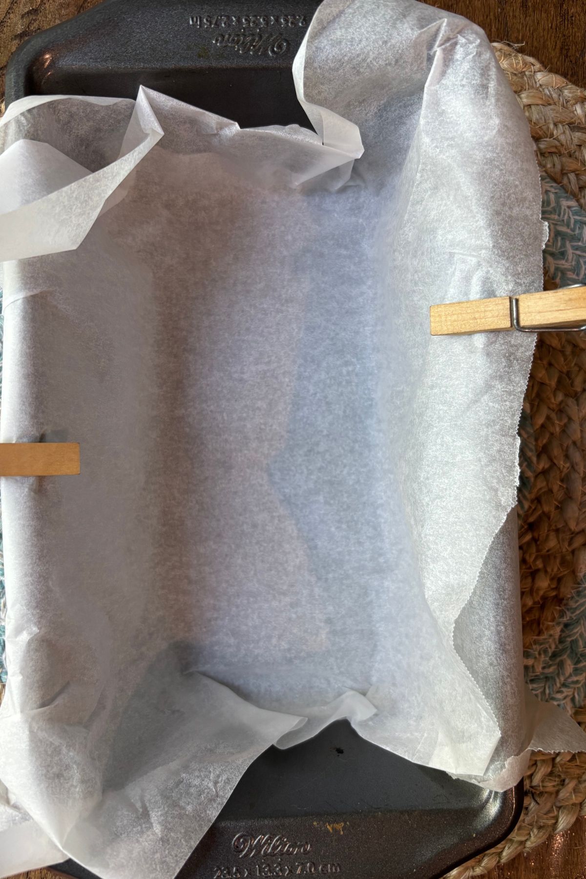 paper in a loaf pan.