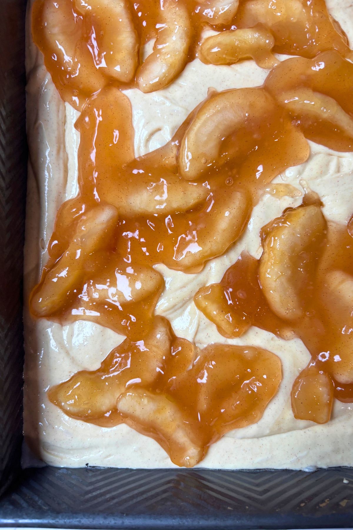 apple pie filling on a cake mix.